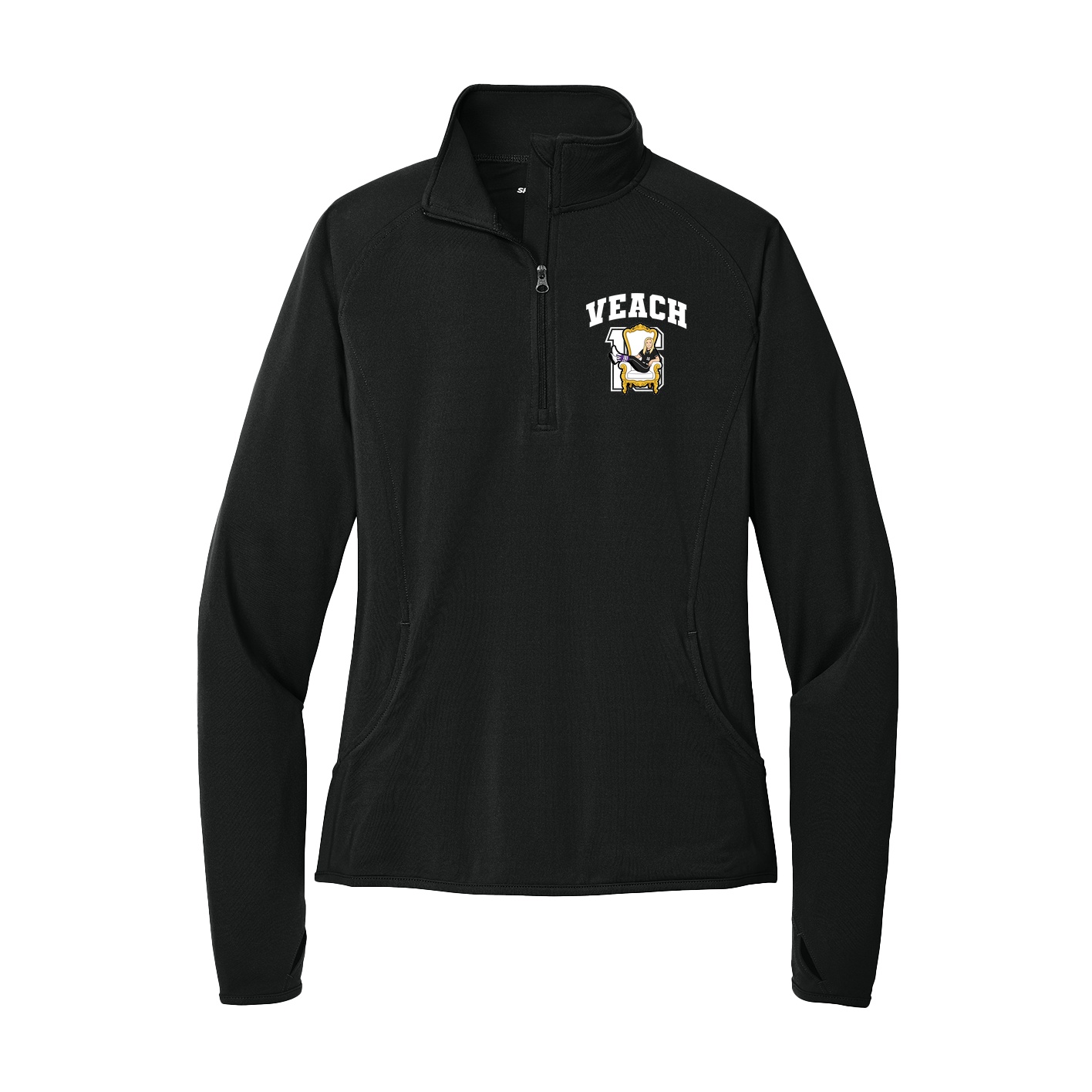 Women's Q-Zip Pullover — Number in Black