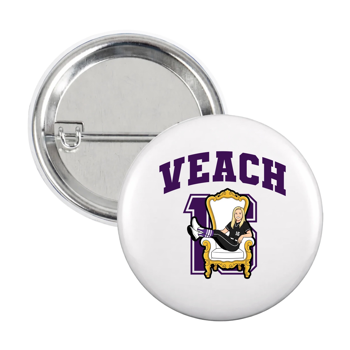 Game Day Button — Number in White