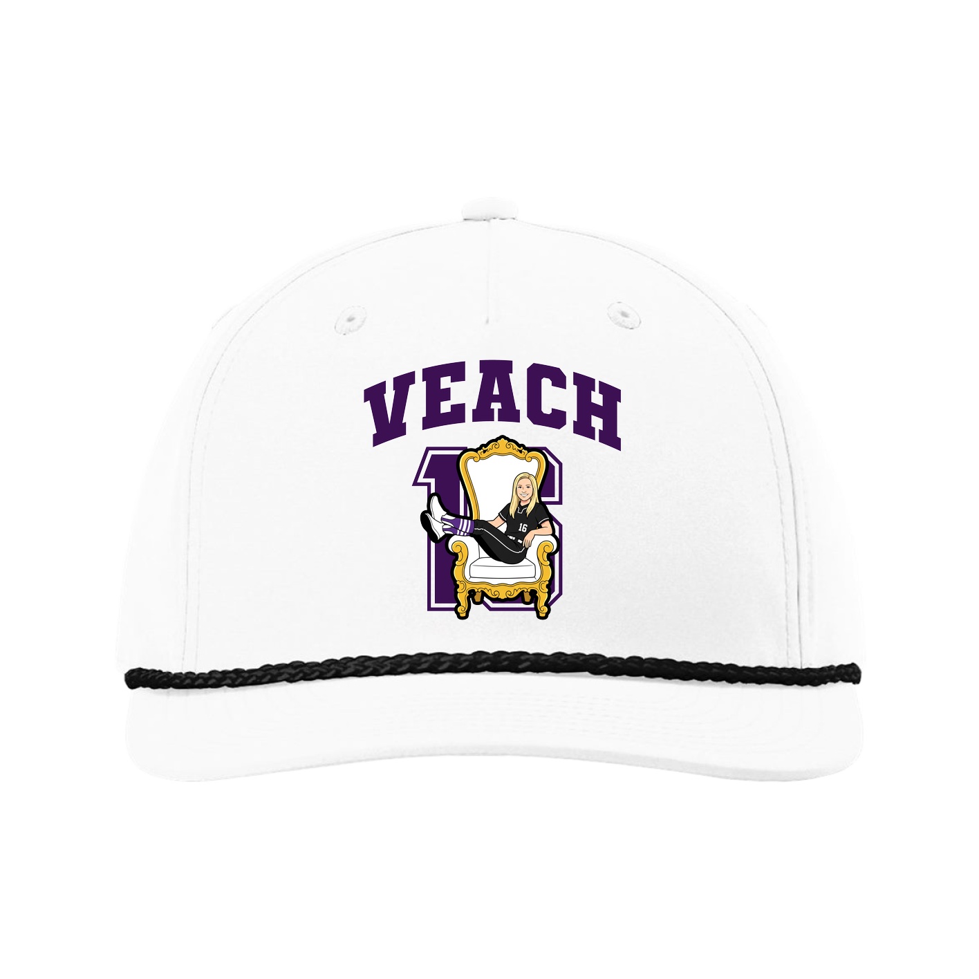 Five-Panel Classic Rope Cap — Number in White