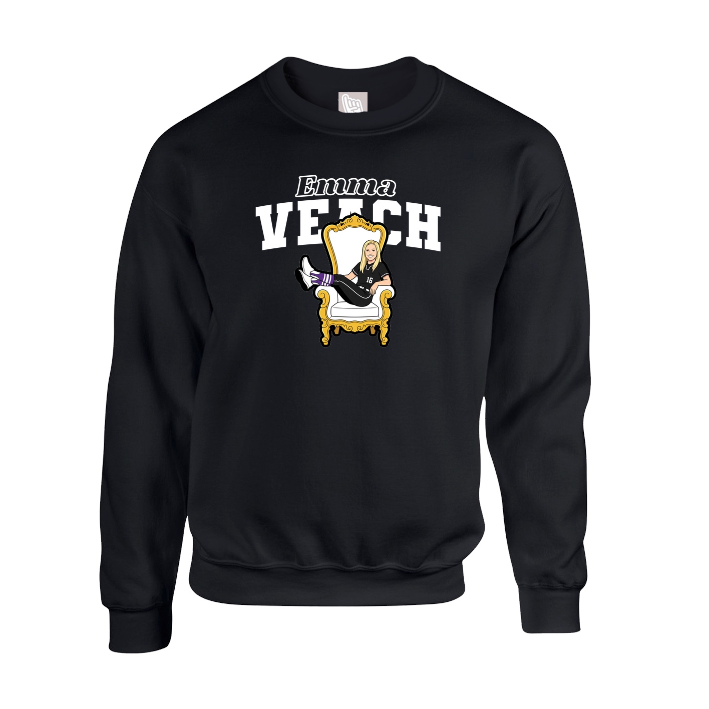 Fleece Crew — Name Arch in Black