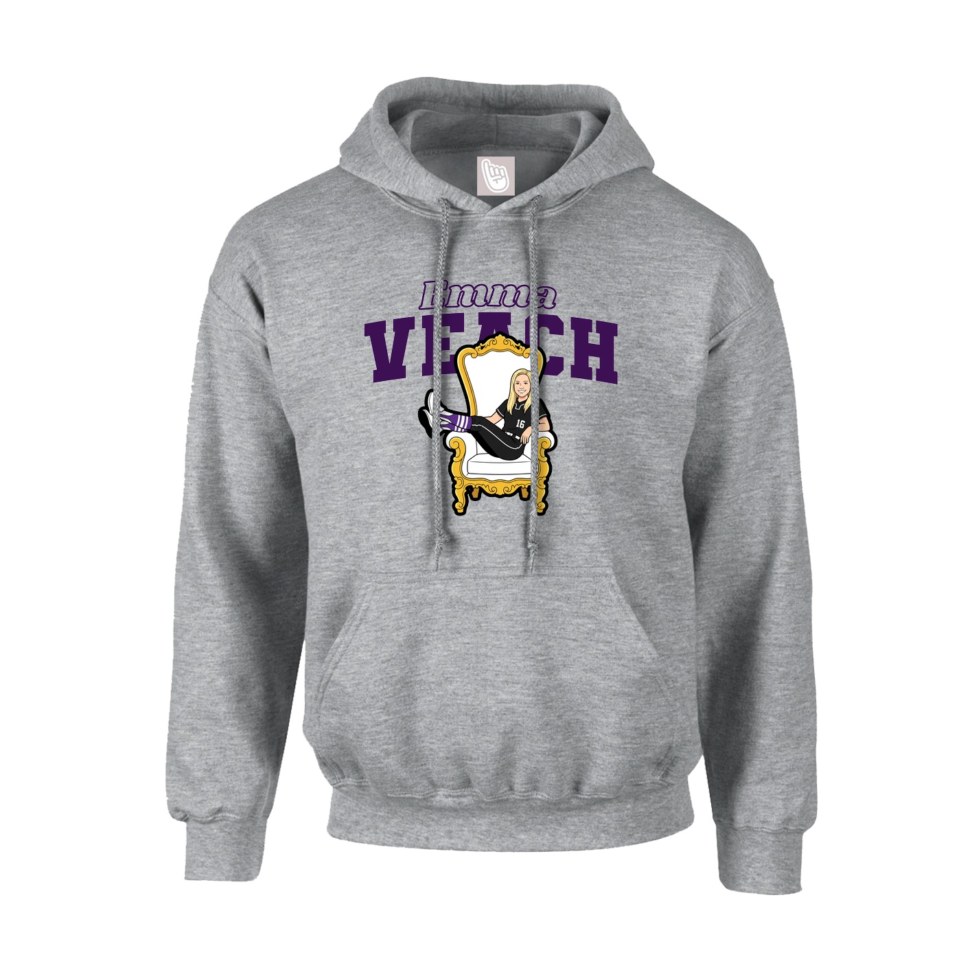 Youth Hoodie — Name Arch in Grey