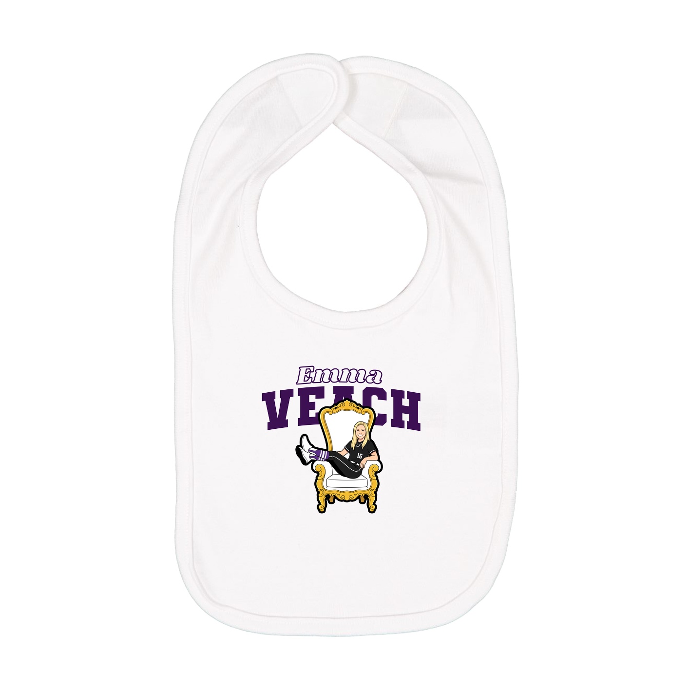 Infant Bib — Name Arch in White