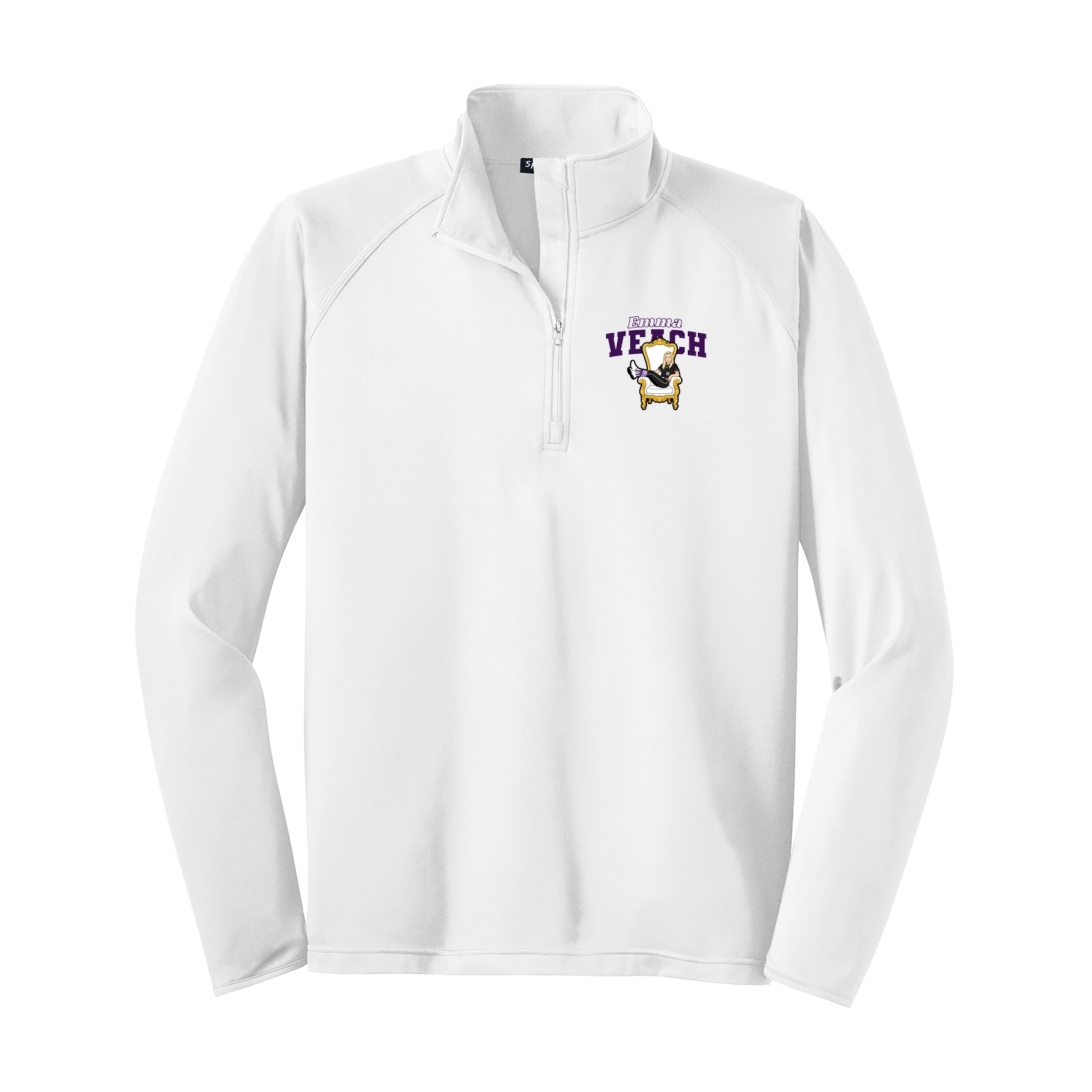 Q-Zip Pullover — Name Arch in White