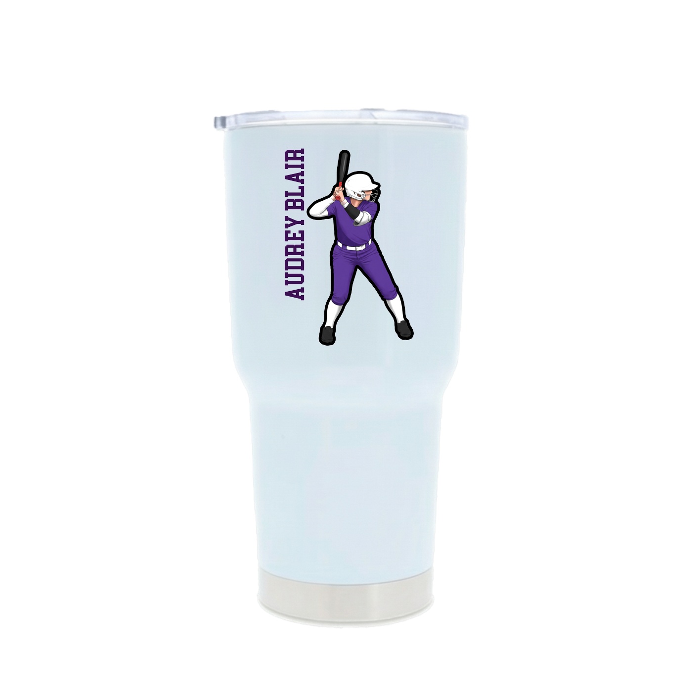 30oz Stainless Steel Tumbler — Name Vertical in White