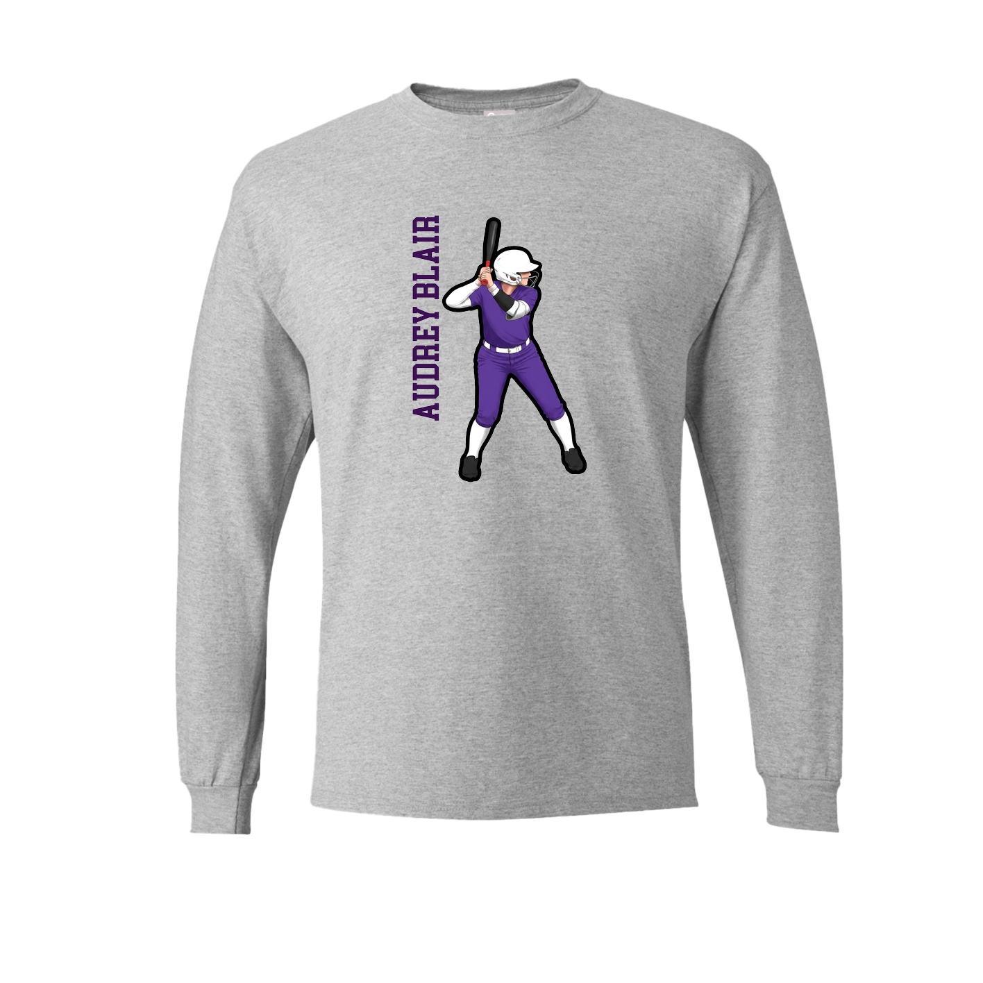 Long Sleeve Tee — Name Vertical in Grey