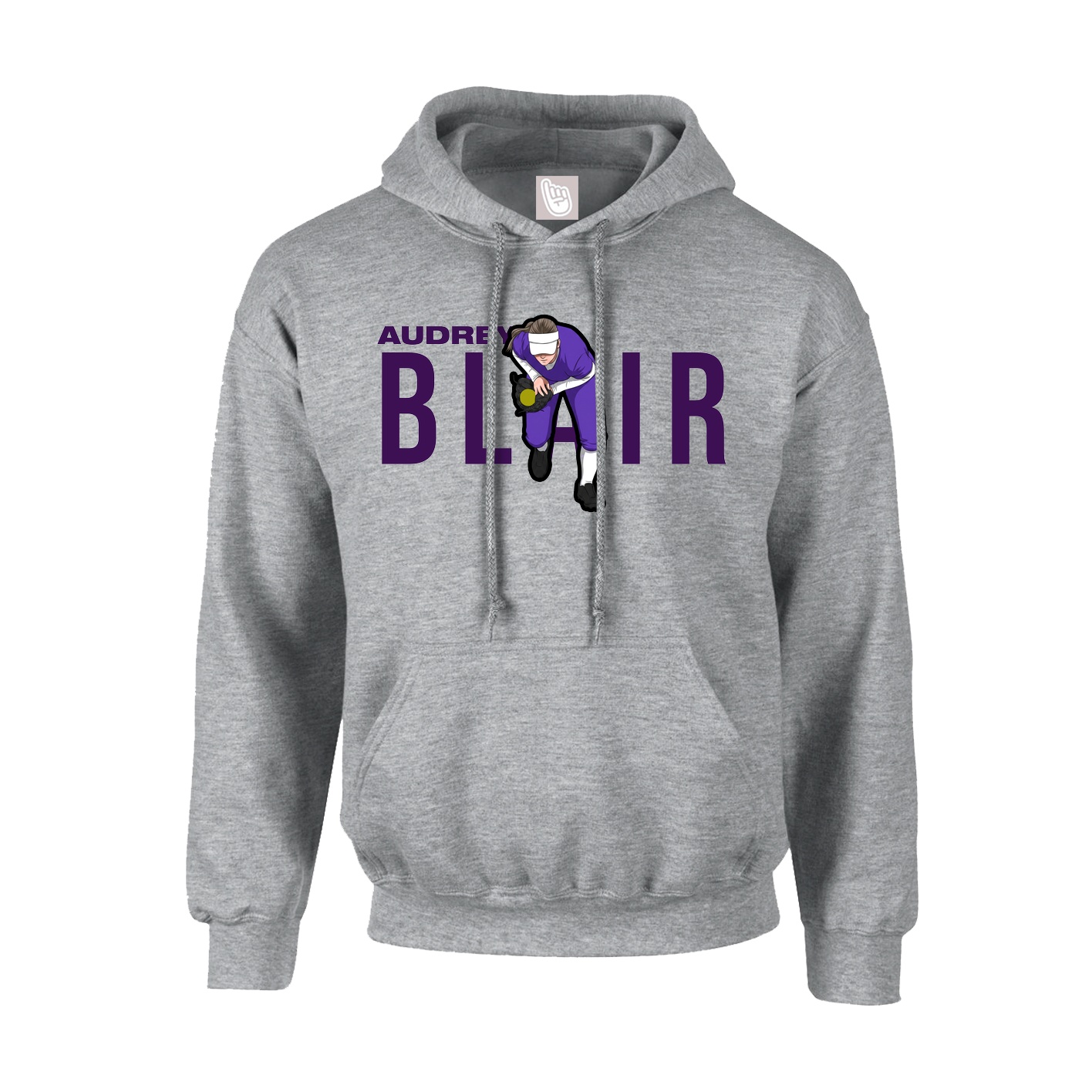 Youth Hoodie — Player Name in Grey