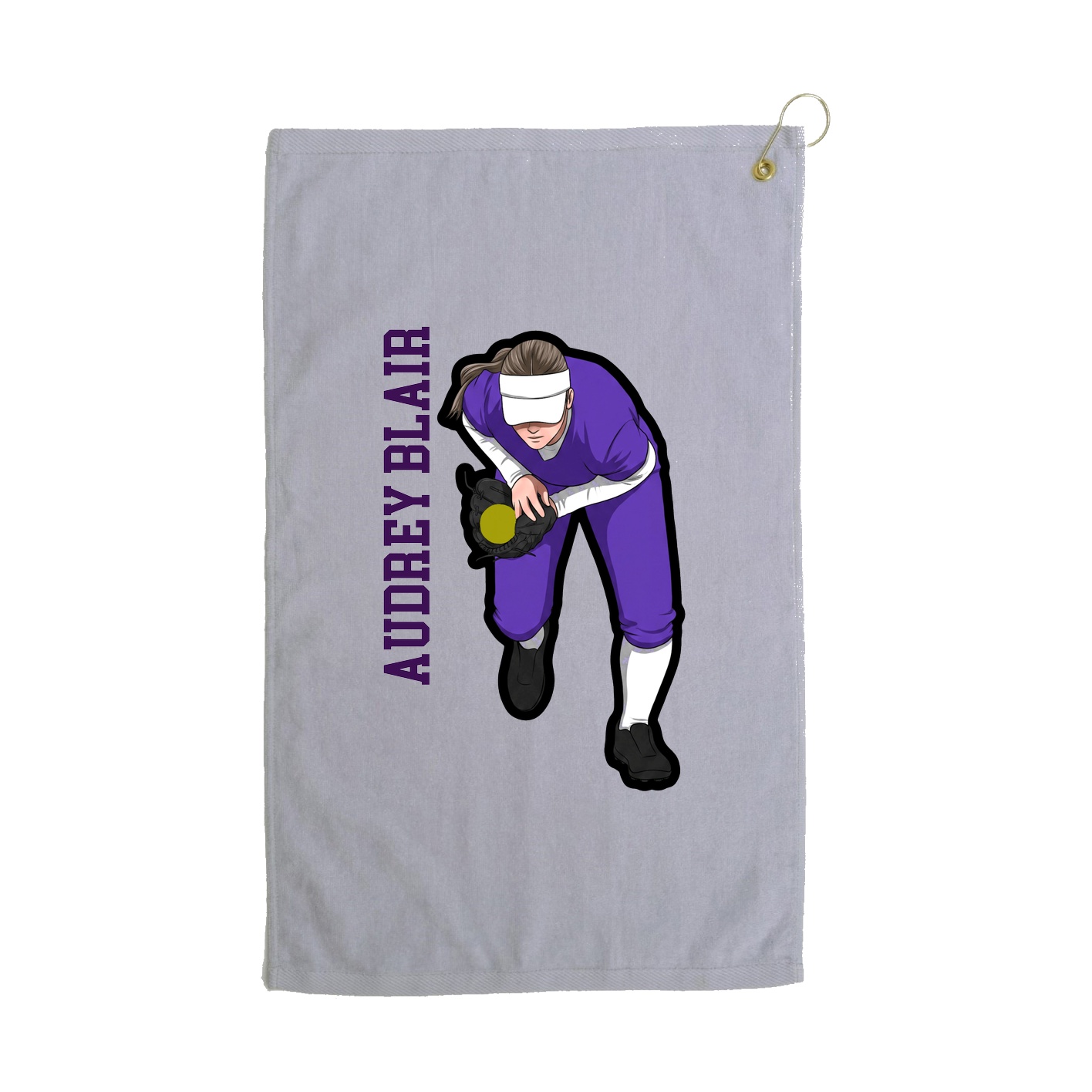 Golf Towel — Name Vertical in Grey