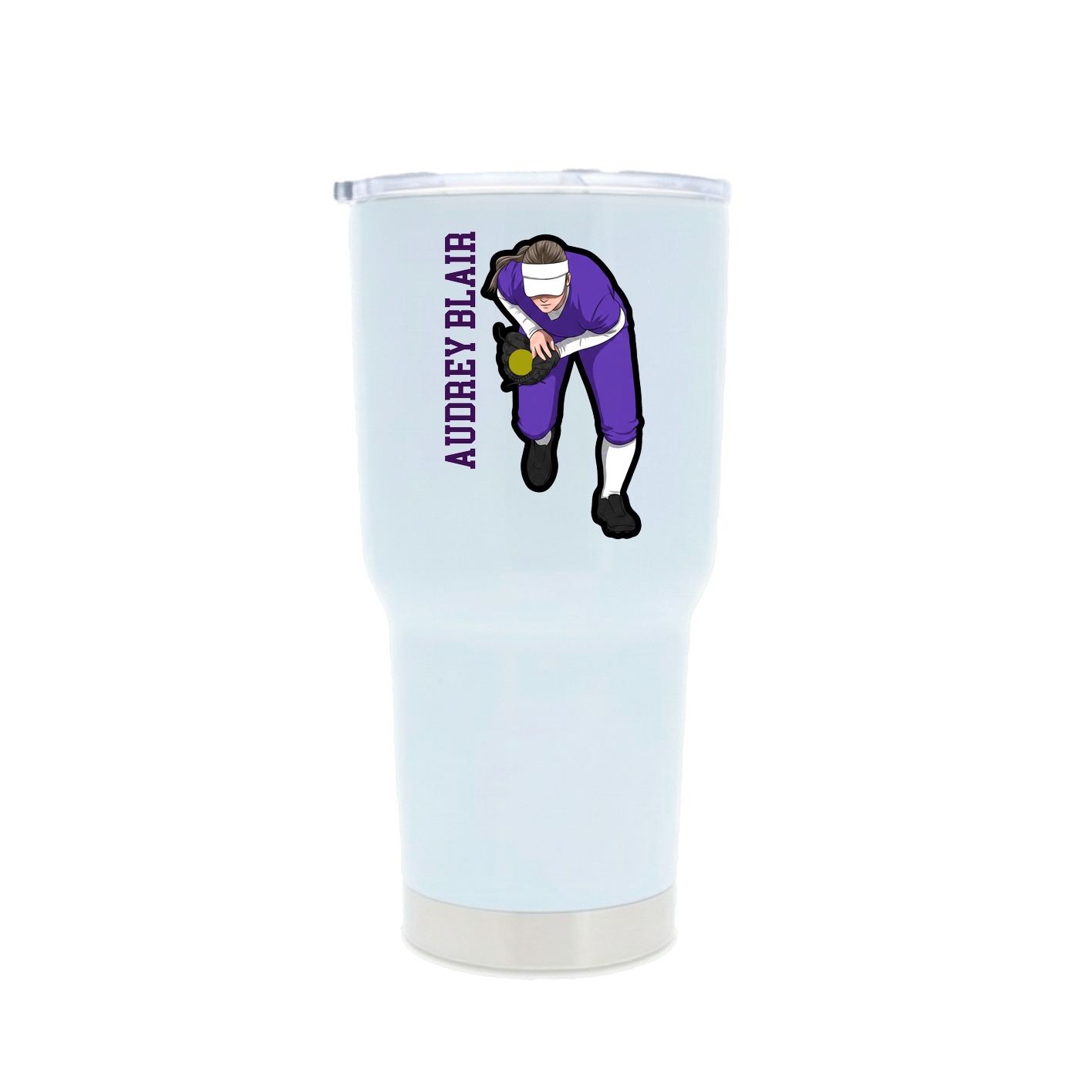 30oz Stainless Steel Tumbler — Name Vertical in White