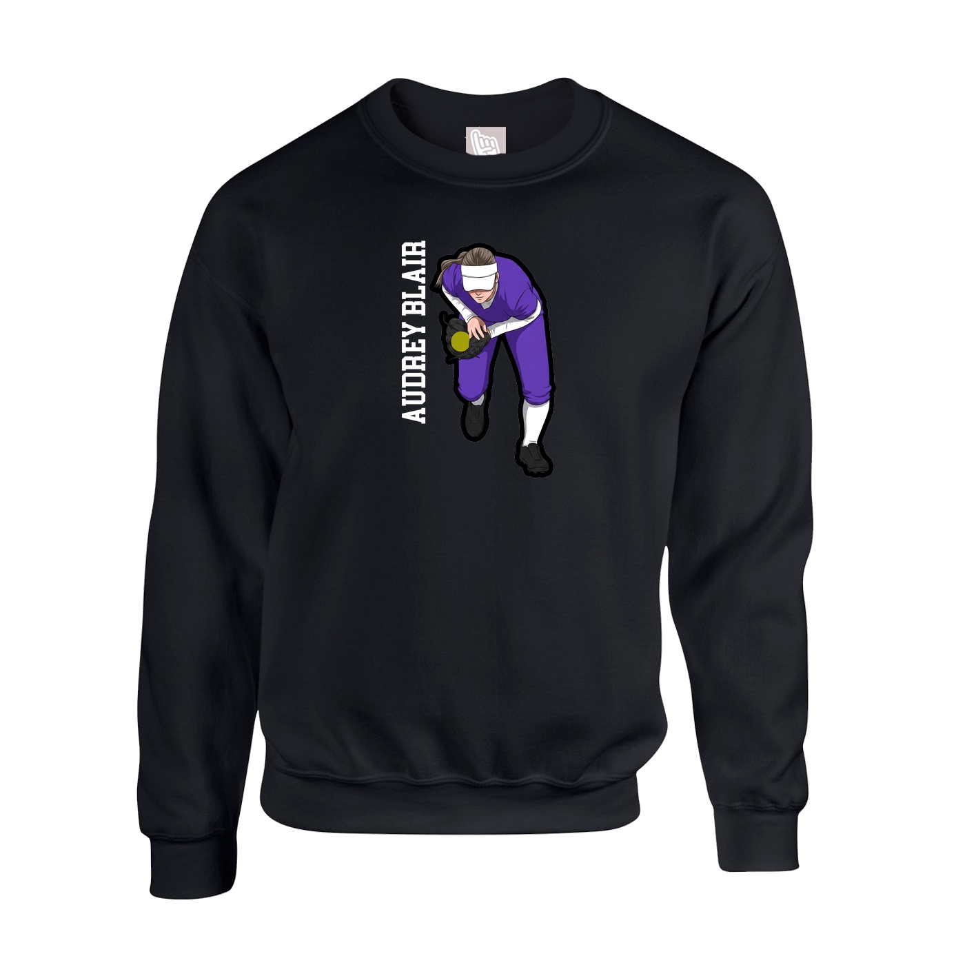 Fleece Crew — Name Vertical in Black