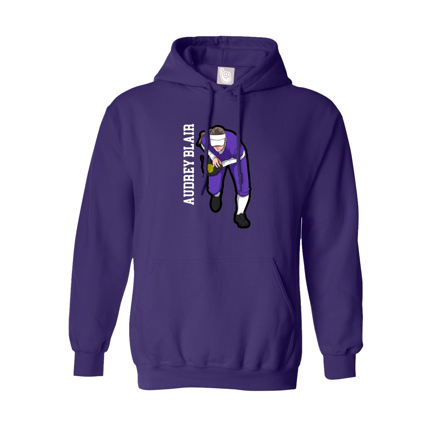 Youth Hoodie — Name Vertical in Purple