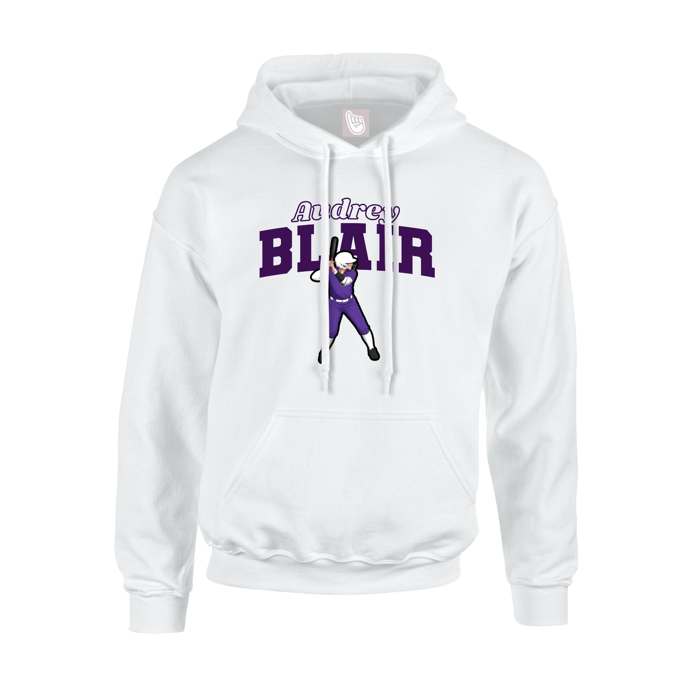Youth Hoodie — Name Arch in White