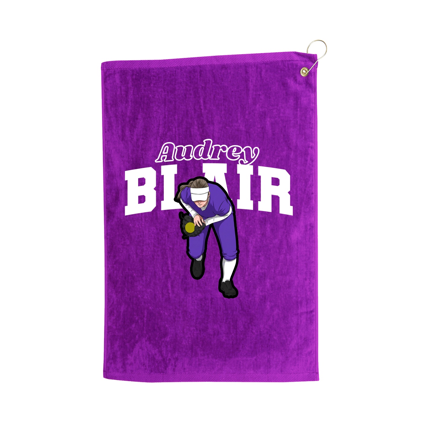 Golf Towel — Name Arch in Purple