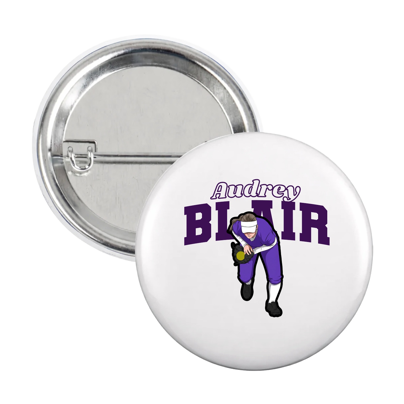Game Day Button — Name Arch in White