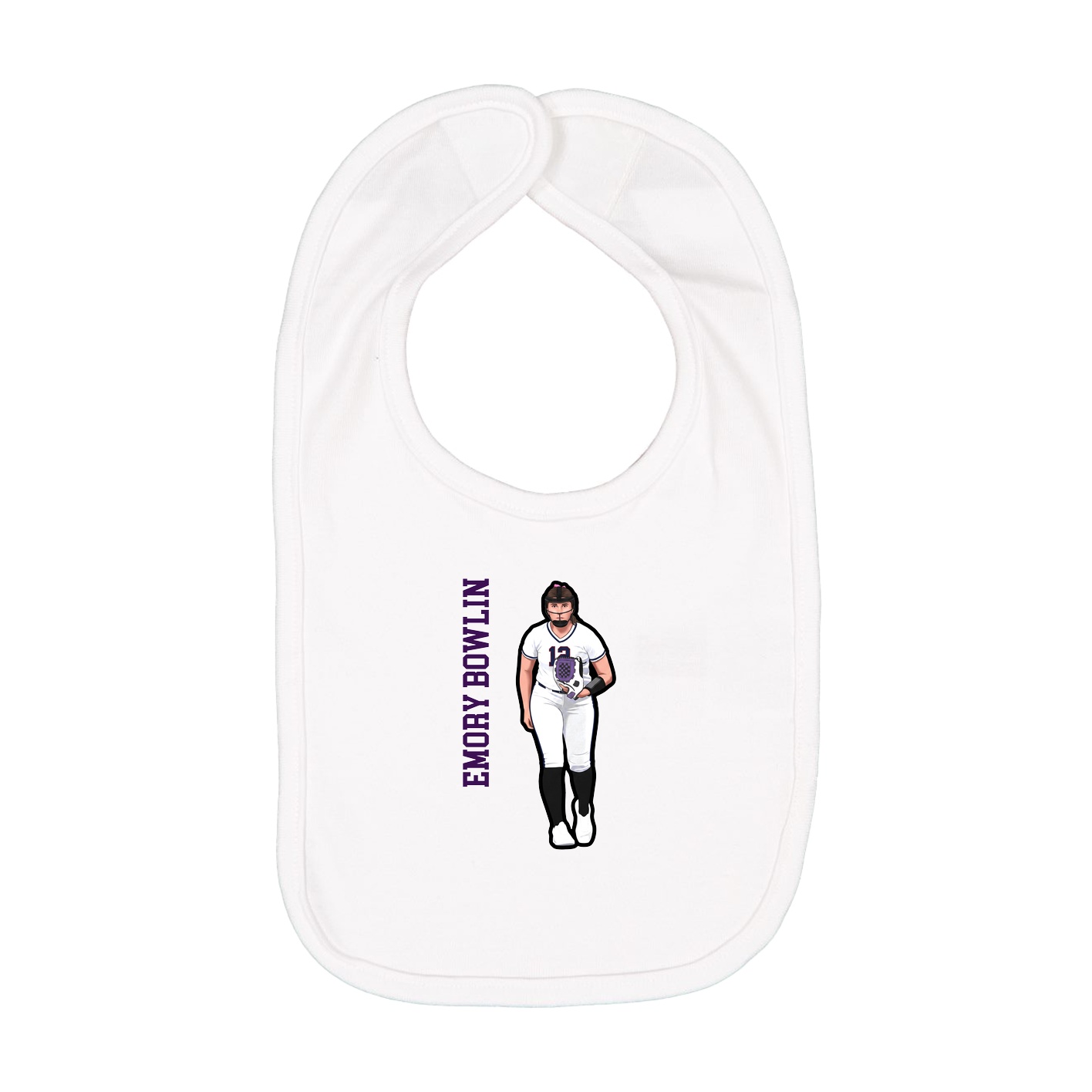 Infant Bib — Name Vertical in White
