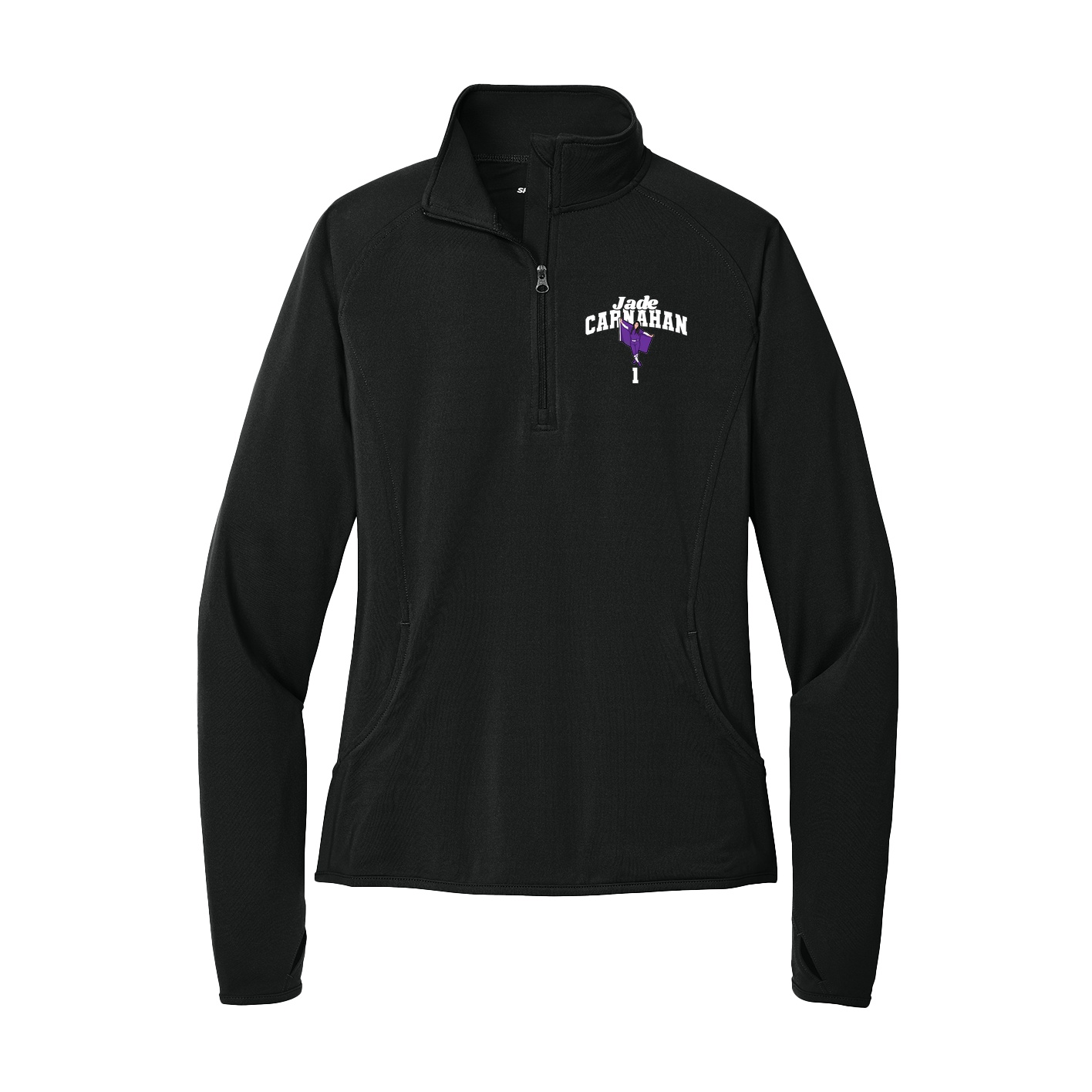 Women's Q-Zip Pullover — Signature Arch in Black