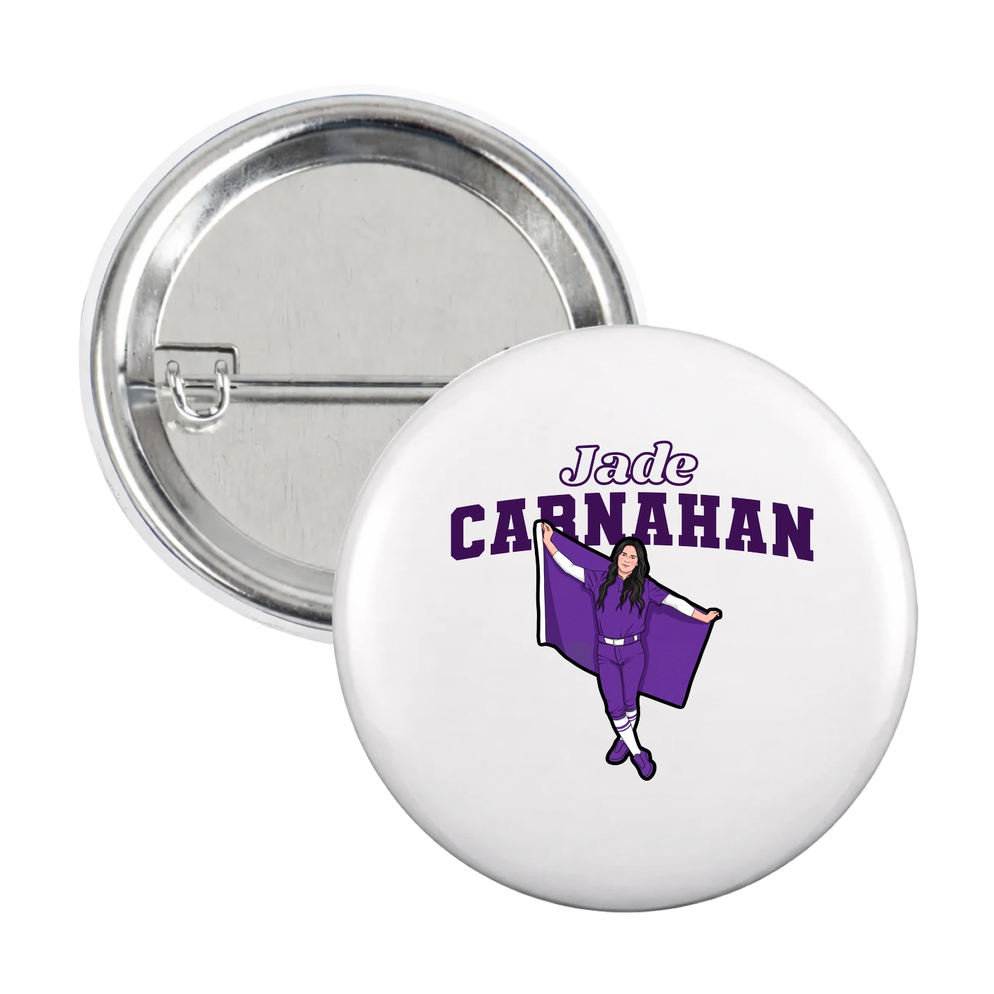 Game Day Button — Name Arch in White