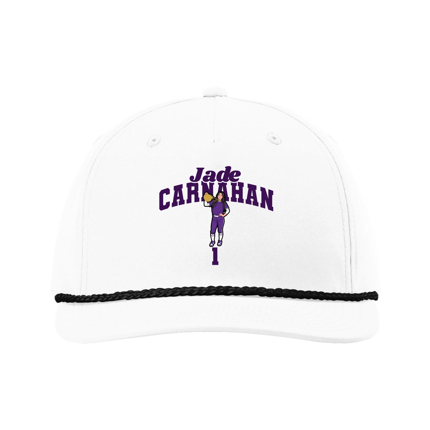 Five-Panel Classic Rope Cap — Signature Arch in White