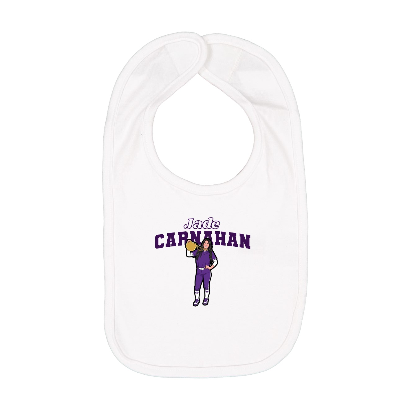 Infant Bib — Name Arch in White