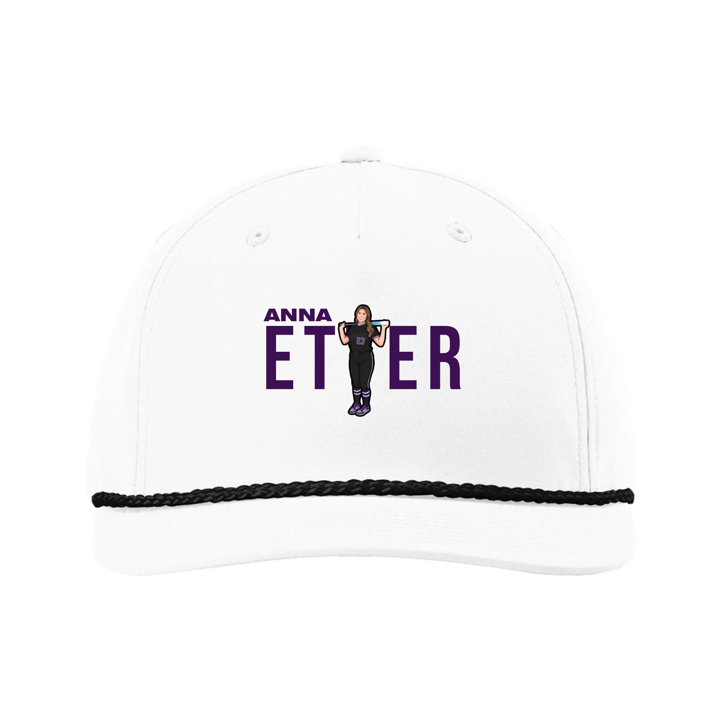 Five-Panel Classic Rope Cap — Player Name in White