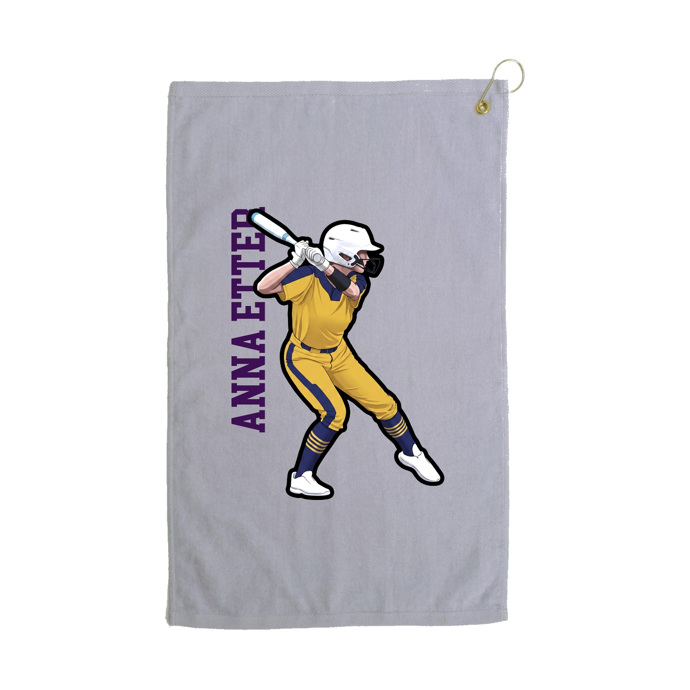 Golf Towel — Name Vertical in Grey