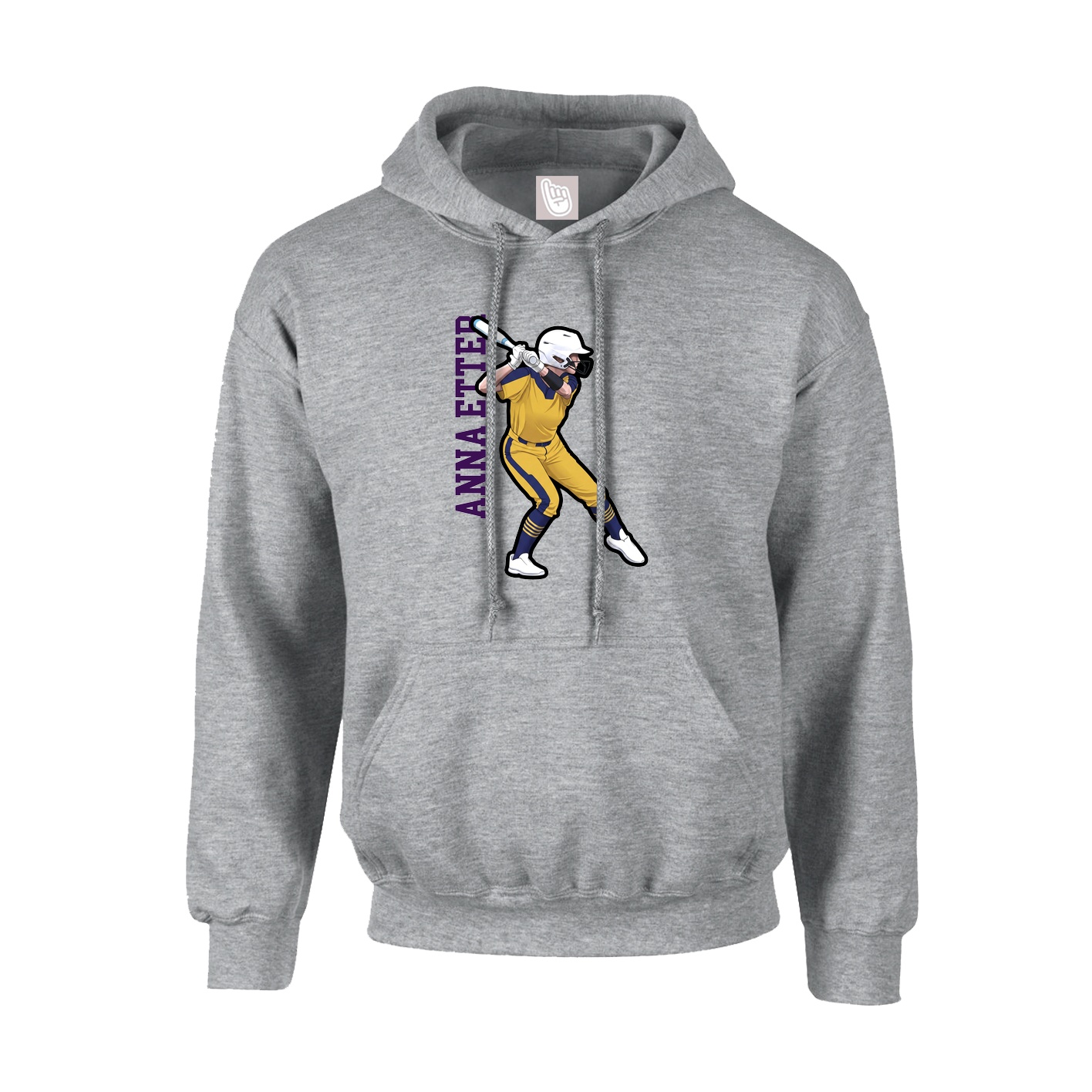 Youth Hoodie — Name Vertical in Grey