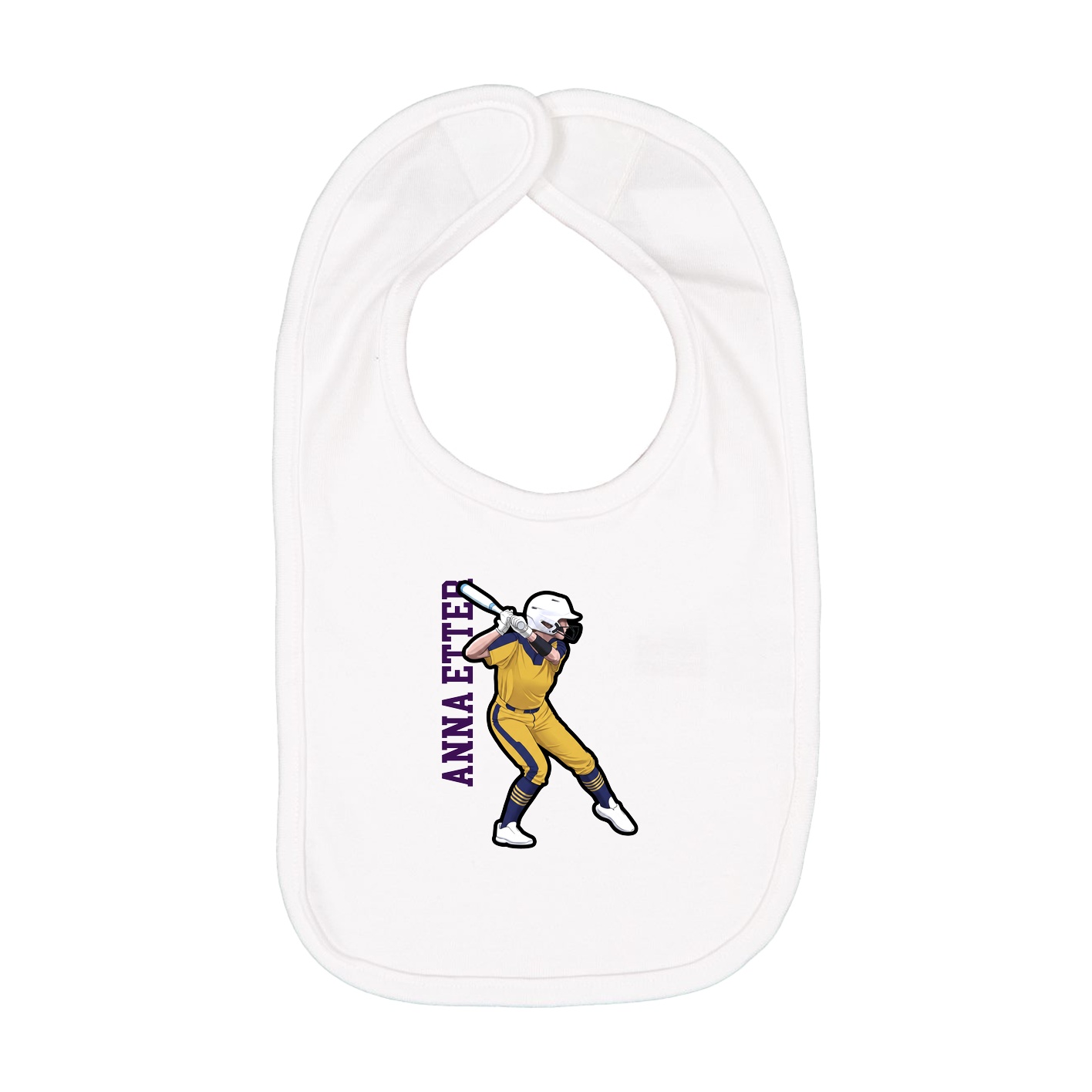 Infant Bib — Name Vertical in White