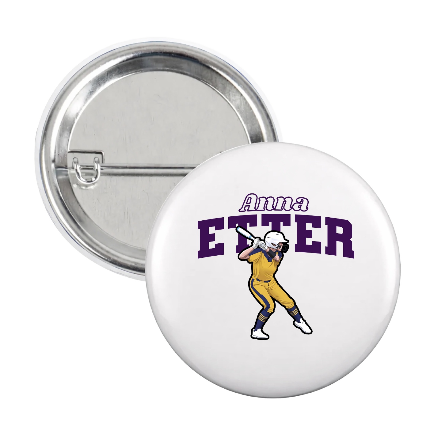 Game Day Button — Name Arch in White