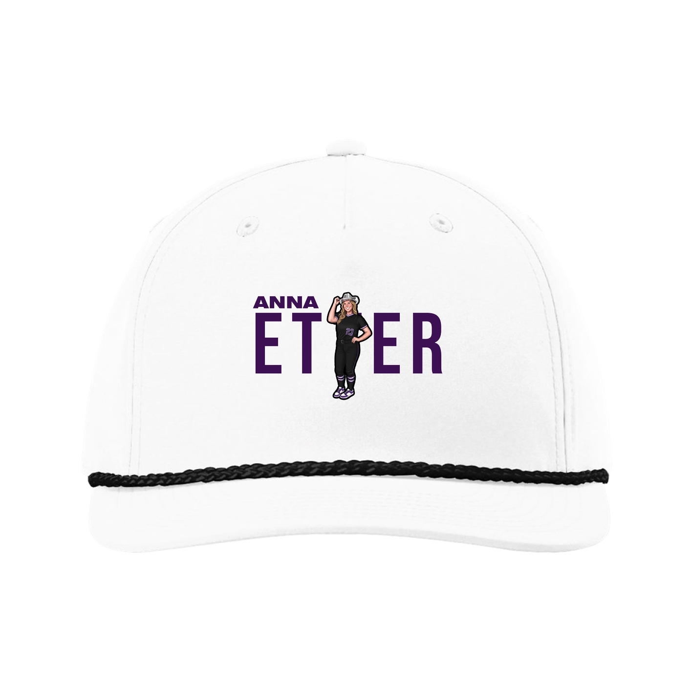 Five-Panel Classic Rope Cap — Player Name in White