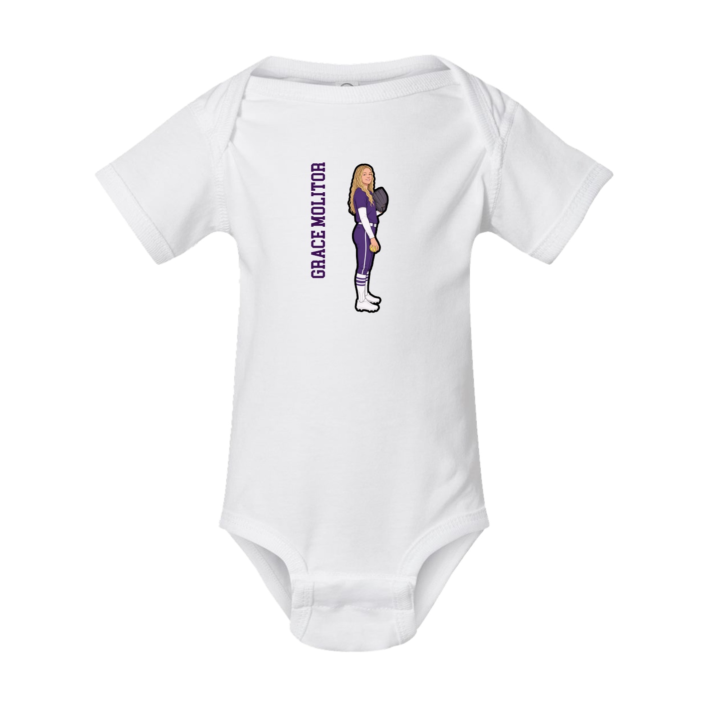 Baby Onesie — Name Vertical in White