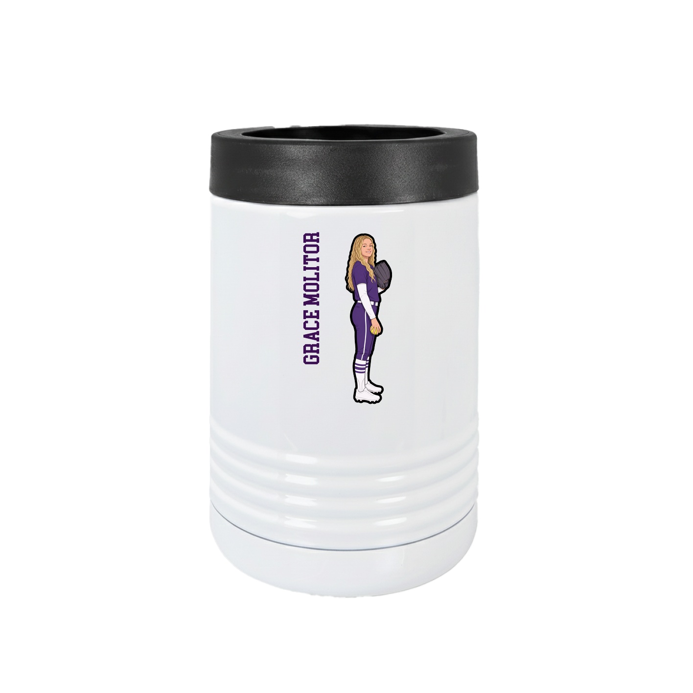 Beverage Holder — Name Vertical in White