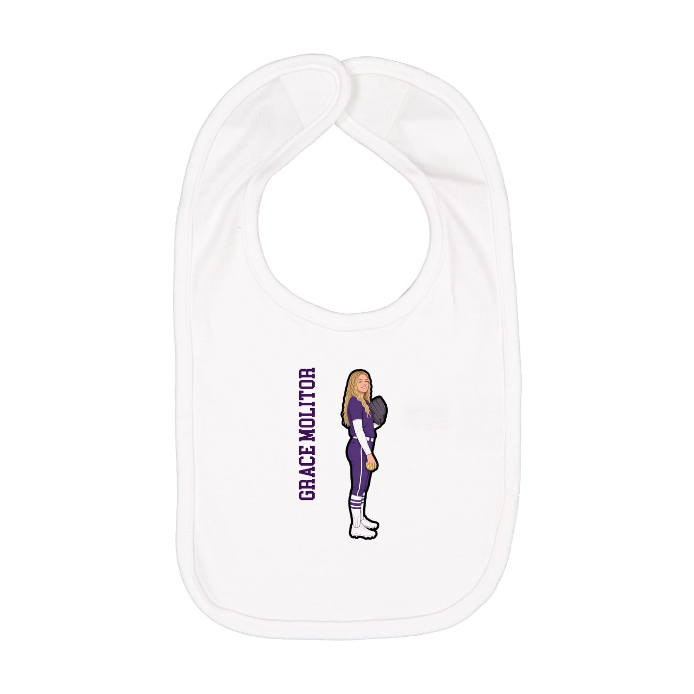 Infant Bib — Name Vertical in White