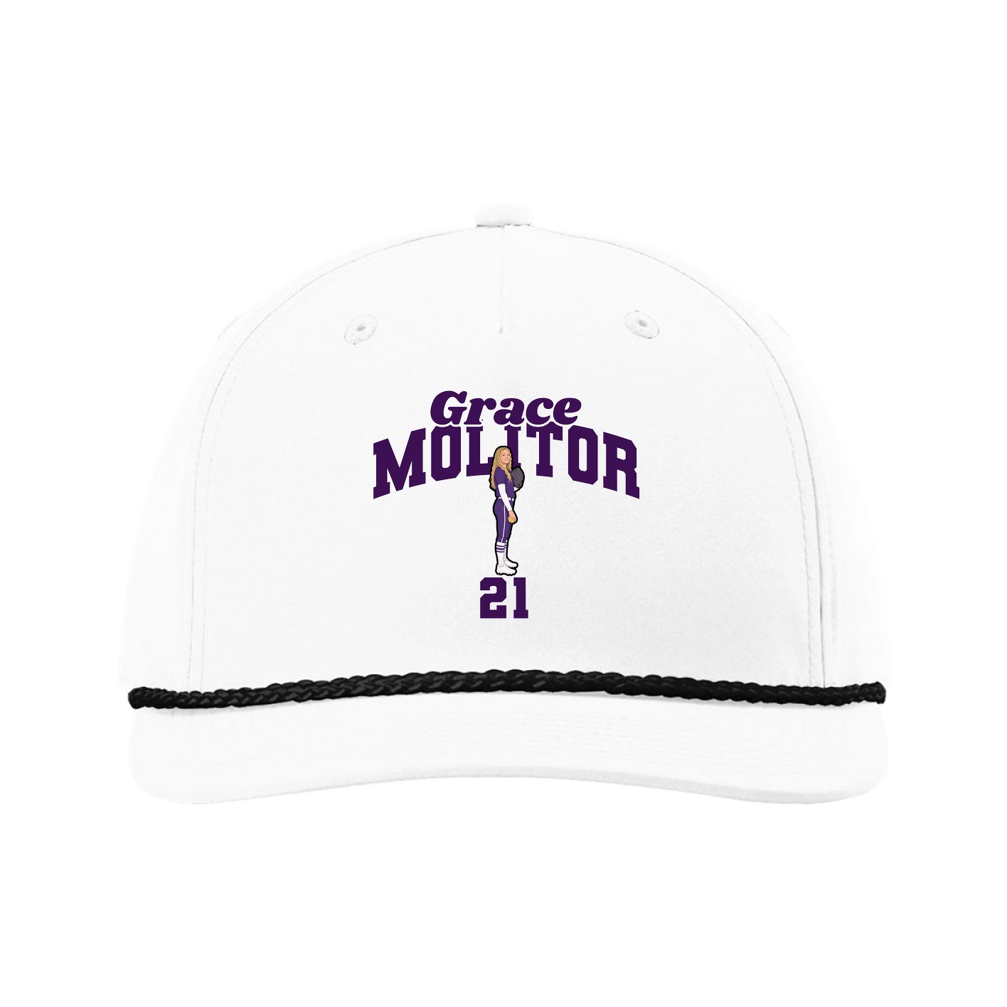Five-Panel Classic Rope Cap — Signature Arch in White