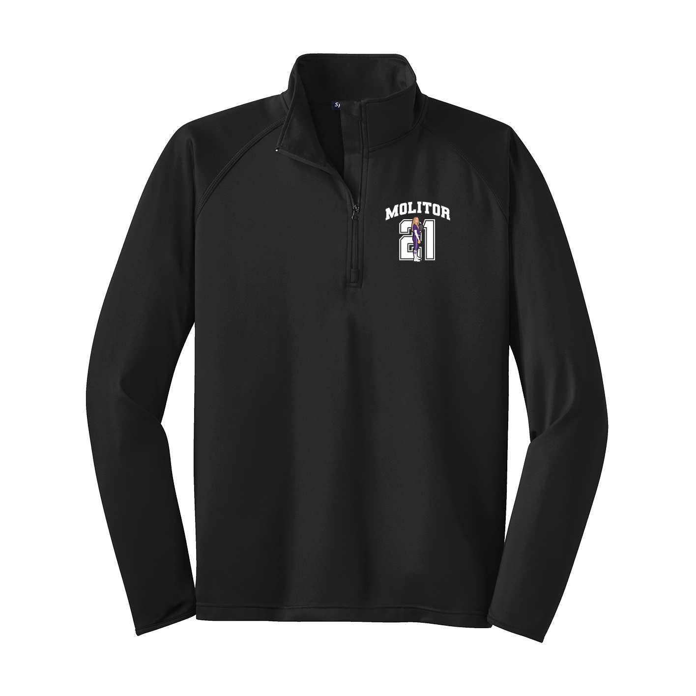 Q-Zip Pullover — Number in Black
