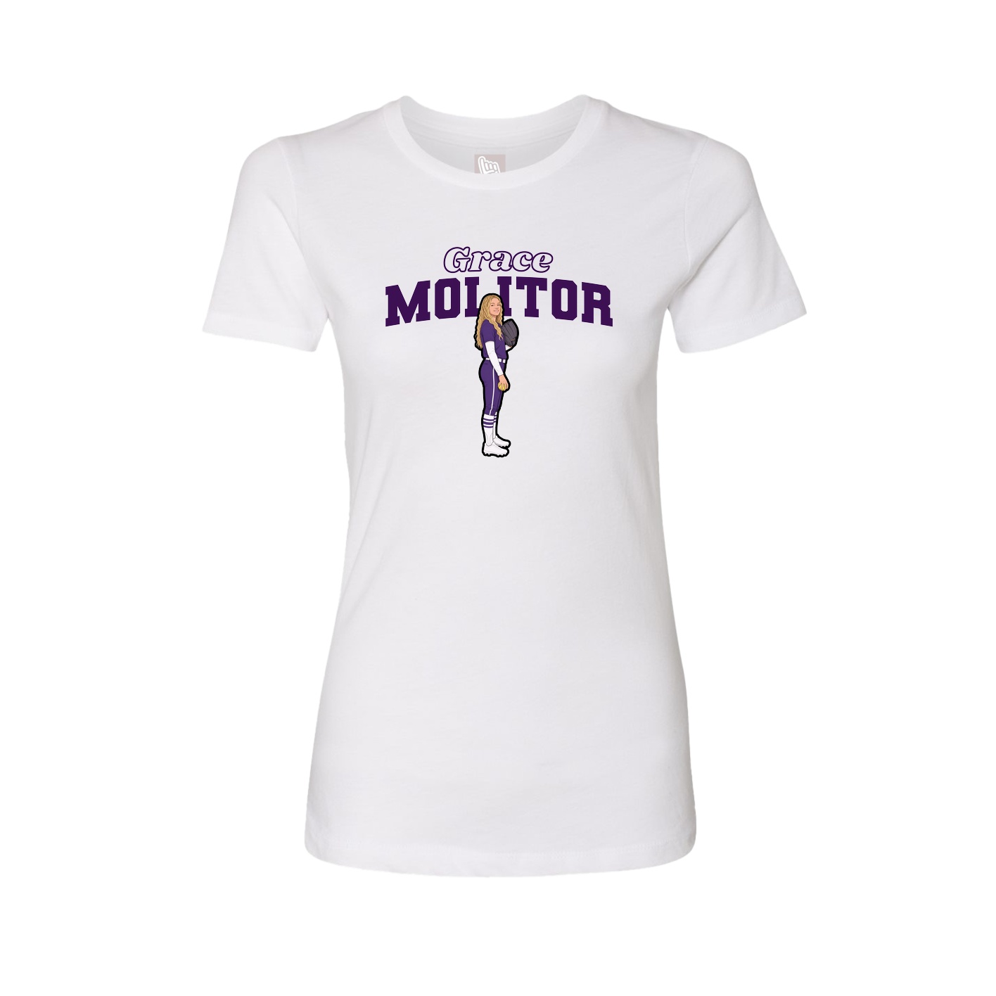 Fitted Women's Tee — Name Arch in White