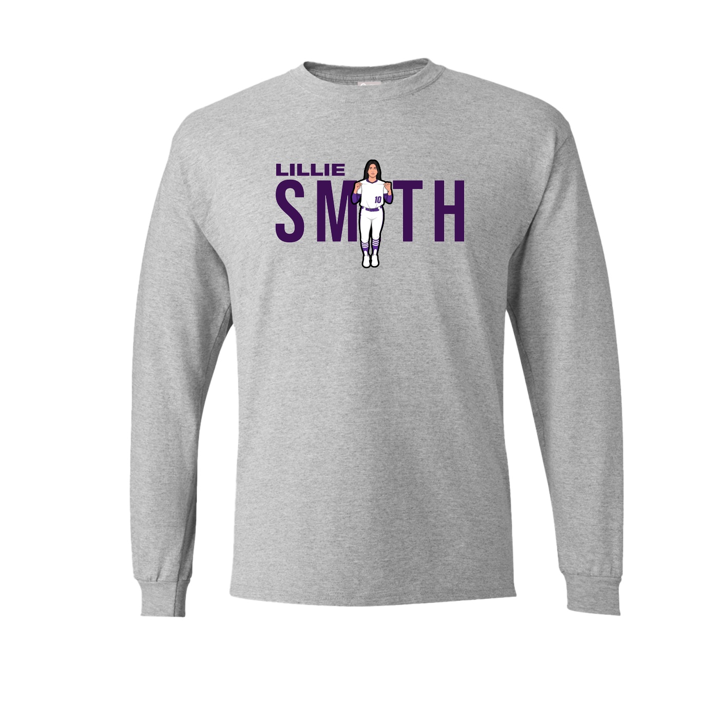Long Sleeve Tee — Player Name in Grey