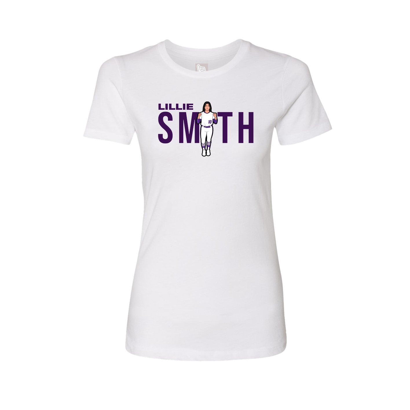 Fitted Women's Tee — Player Name in White