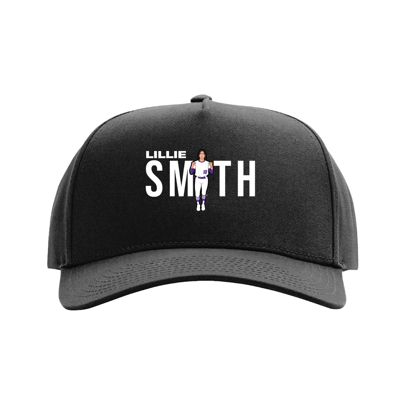 Full Fabric Five-Panel Champ Cap — Player Name in Black