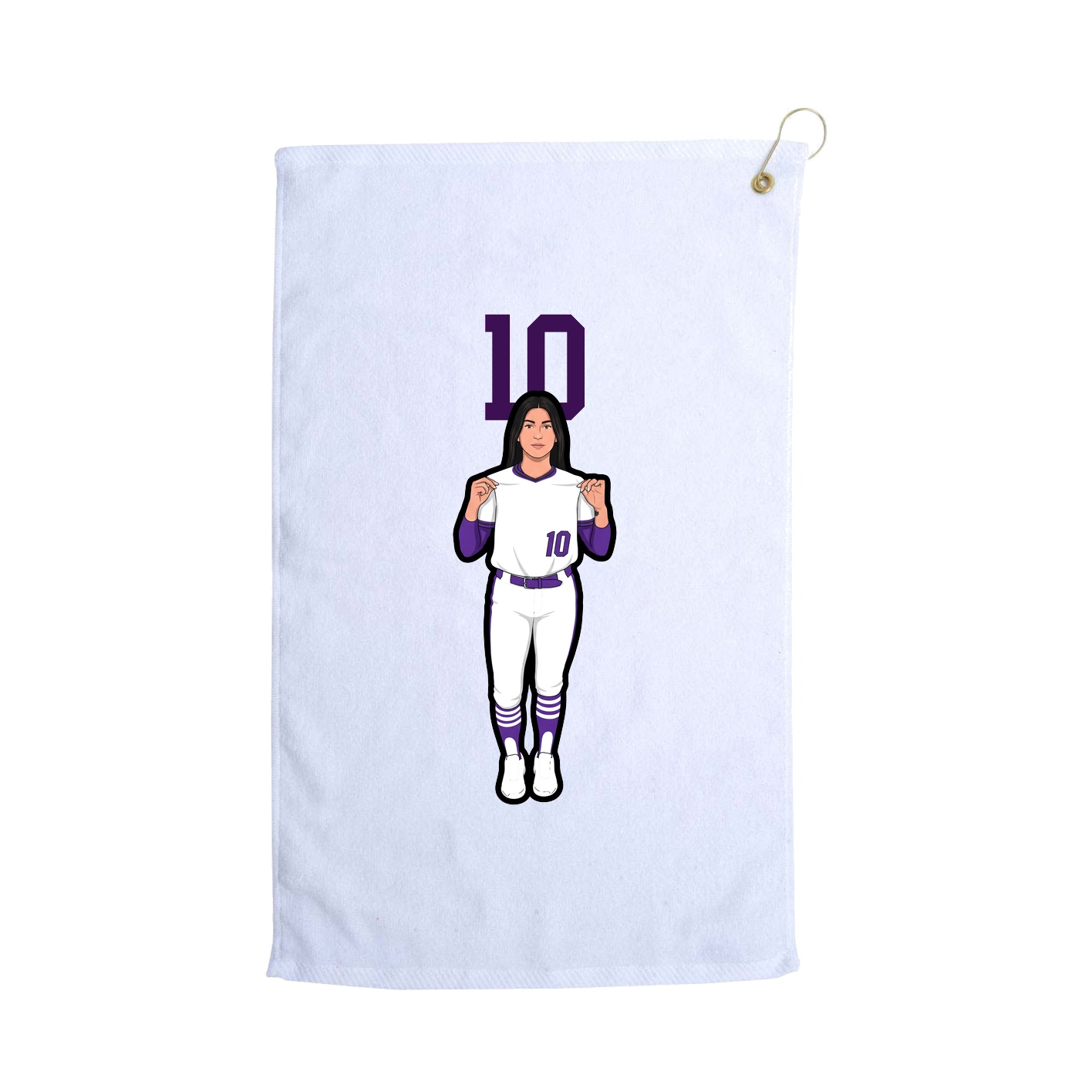 Golf Towel — Number Top in White