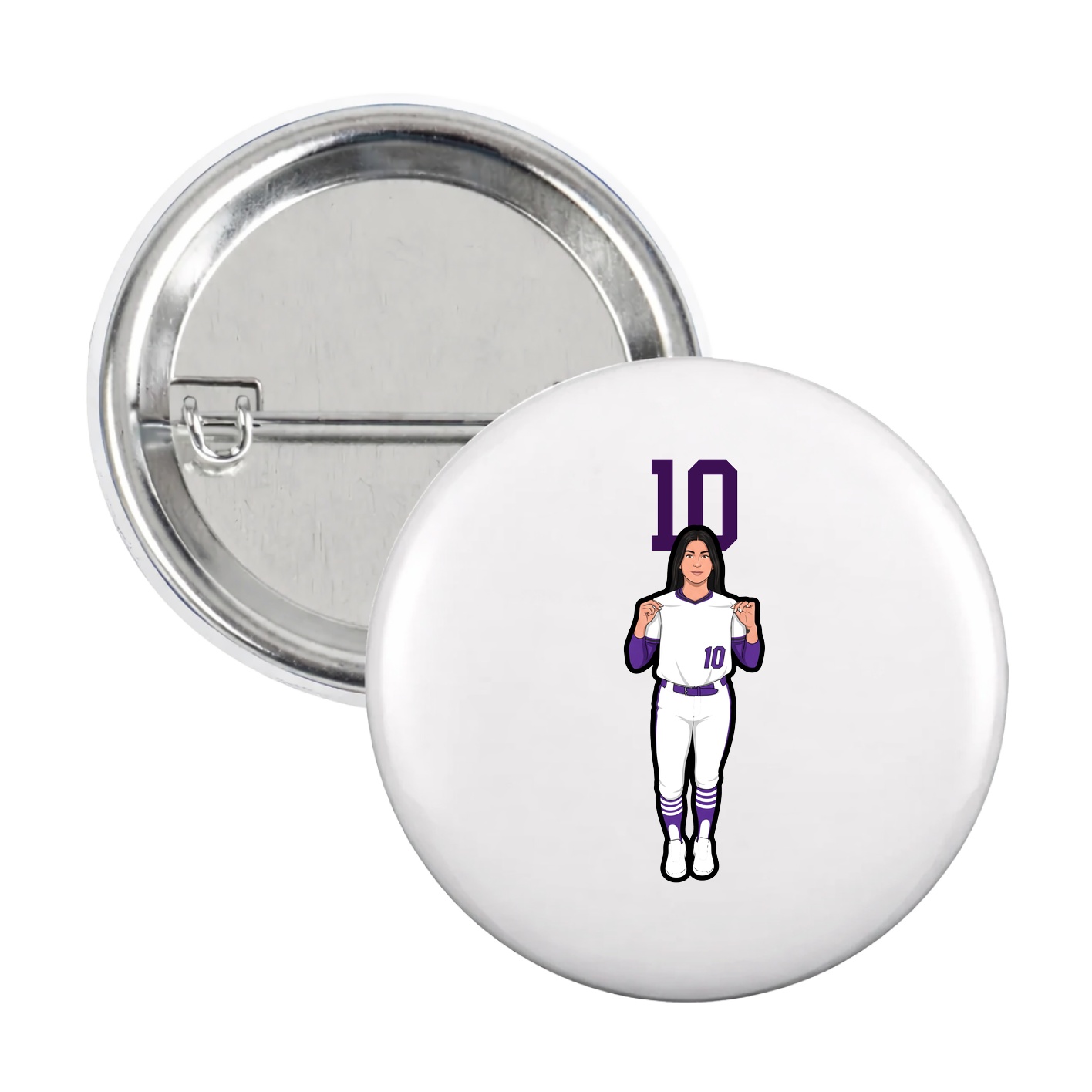 Game Day Button — Number Top in White