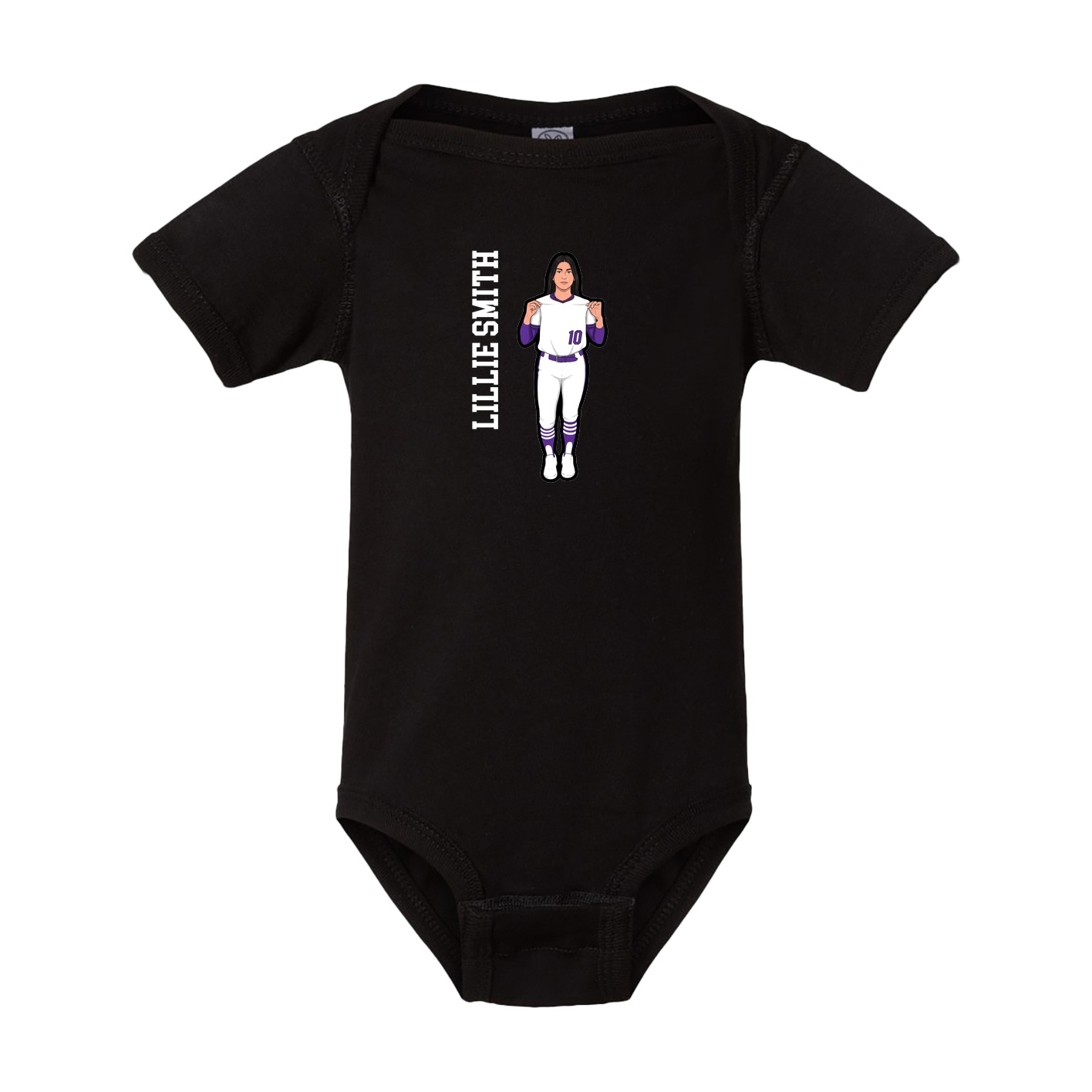 Baby Onesie — Name Vertical in Black