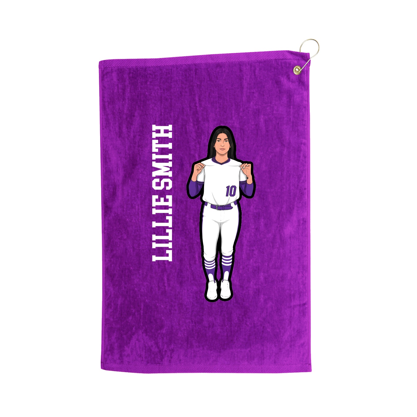Golf Towel — Name Vertical in Purple