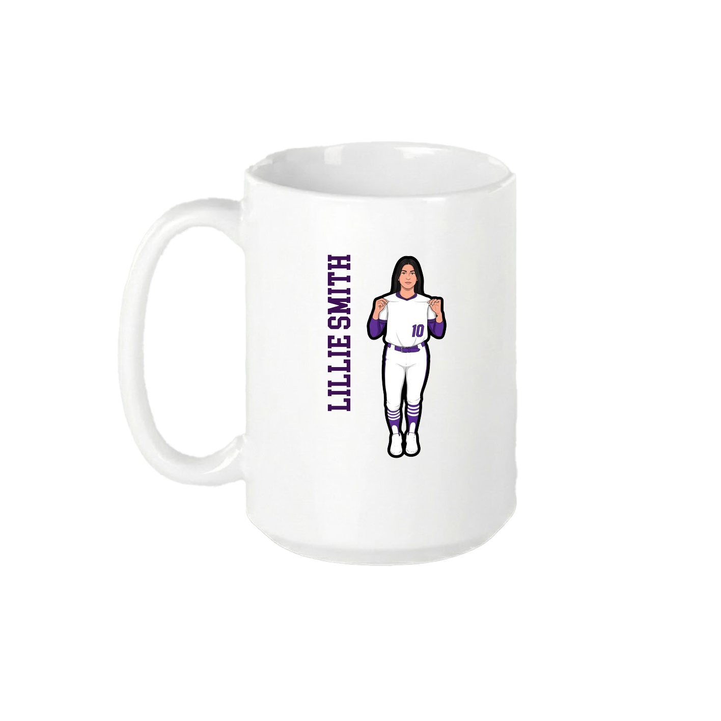 15oz Coffee Mug — Name Vertical in White