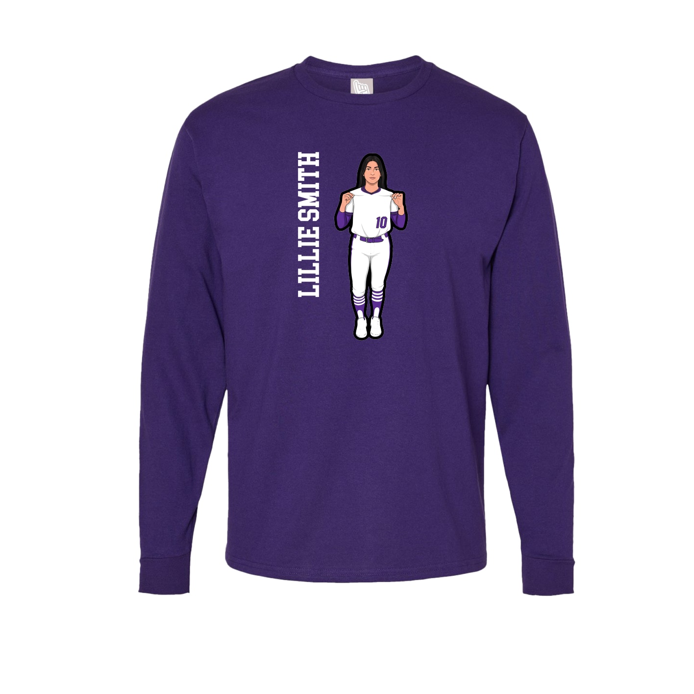 Long Sleeve Tee — Name Vertical in Purple