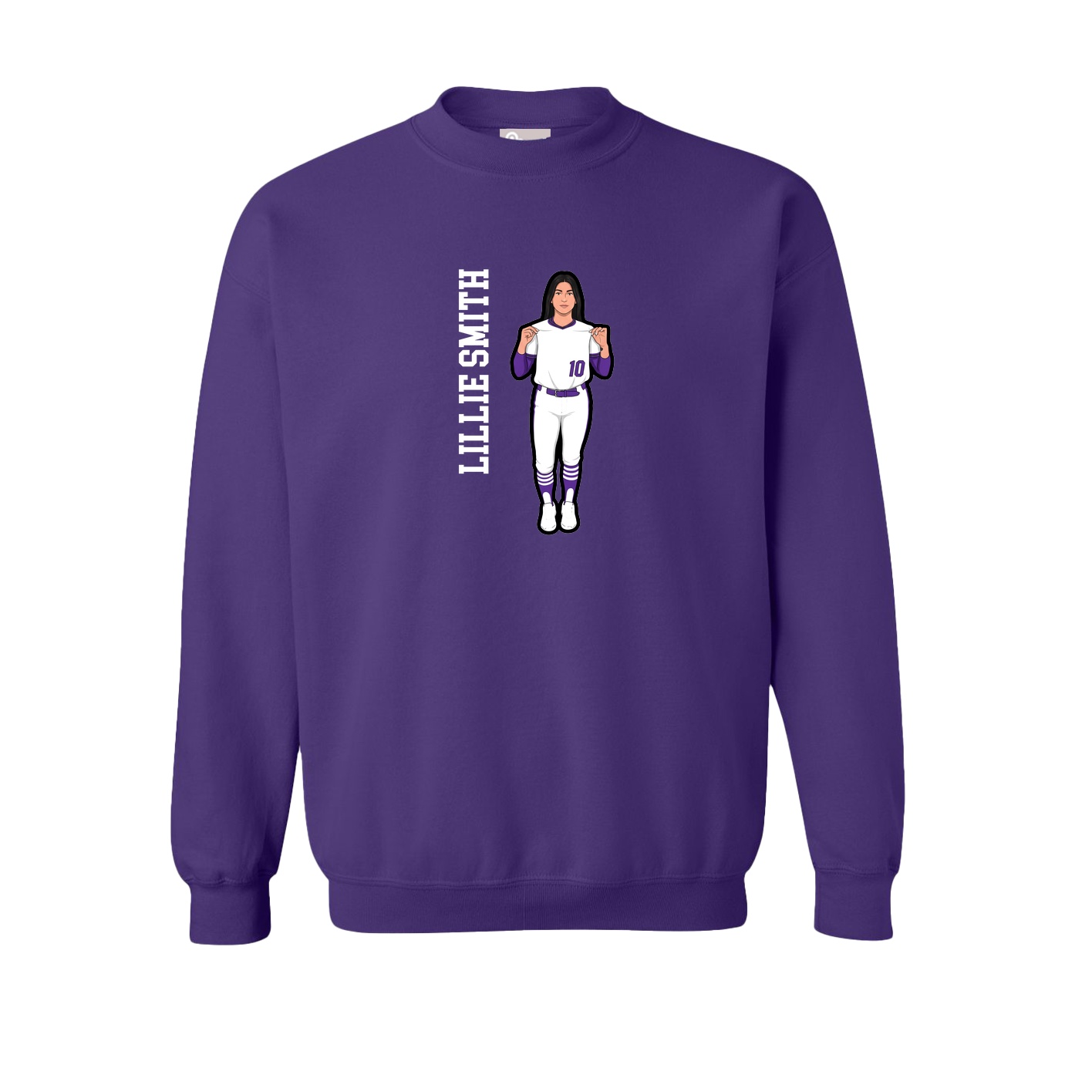 Fleece Crew — Name Vertical in Purple