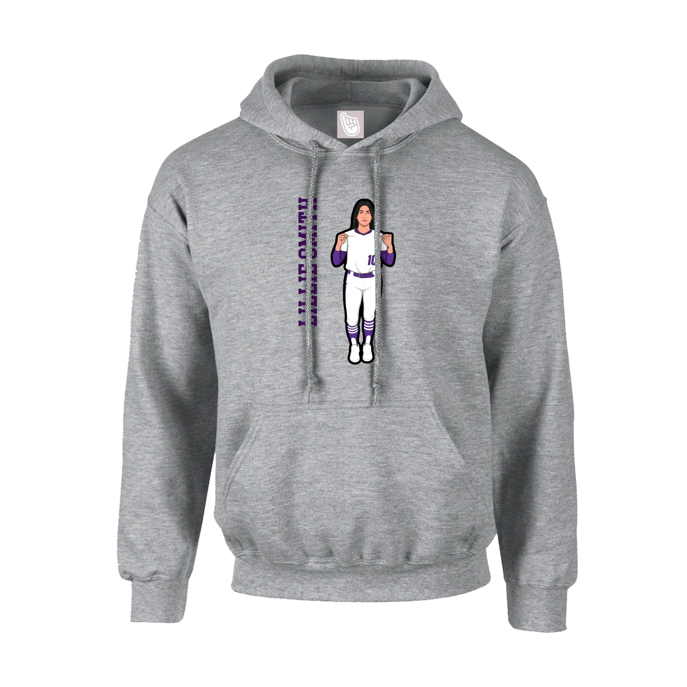 Youth Hoodie — Name Vertical in Grey