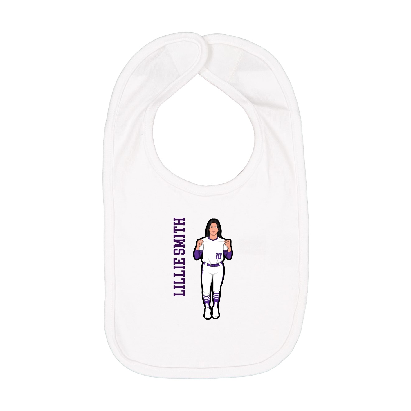 Infant Bib — Name Vertical in White