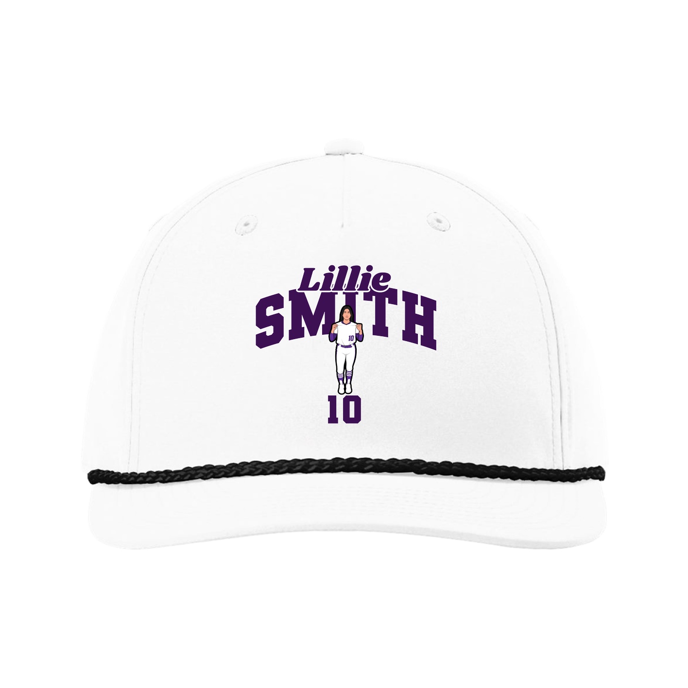 Five-Panel Classic Rope Cap — Signature Arch in White