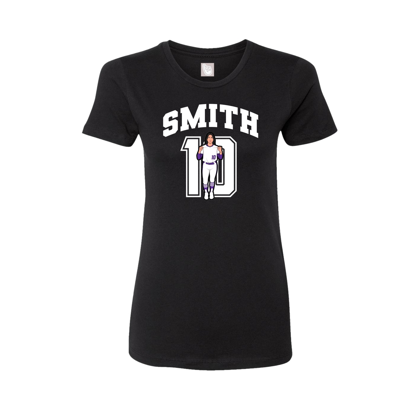 Fitted Women's Tee — Number in Black