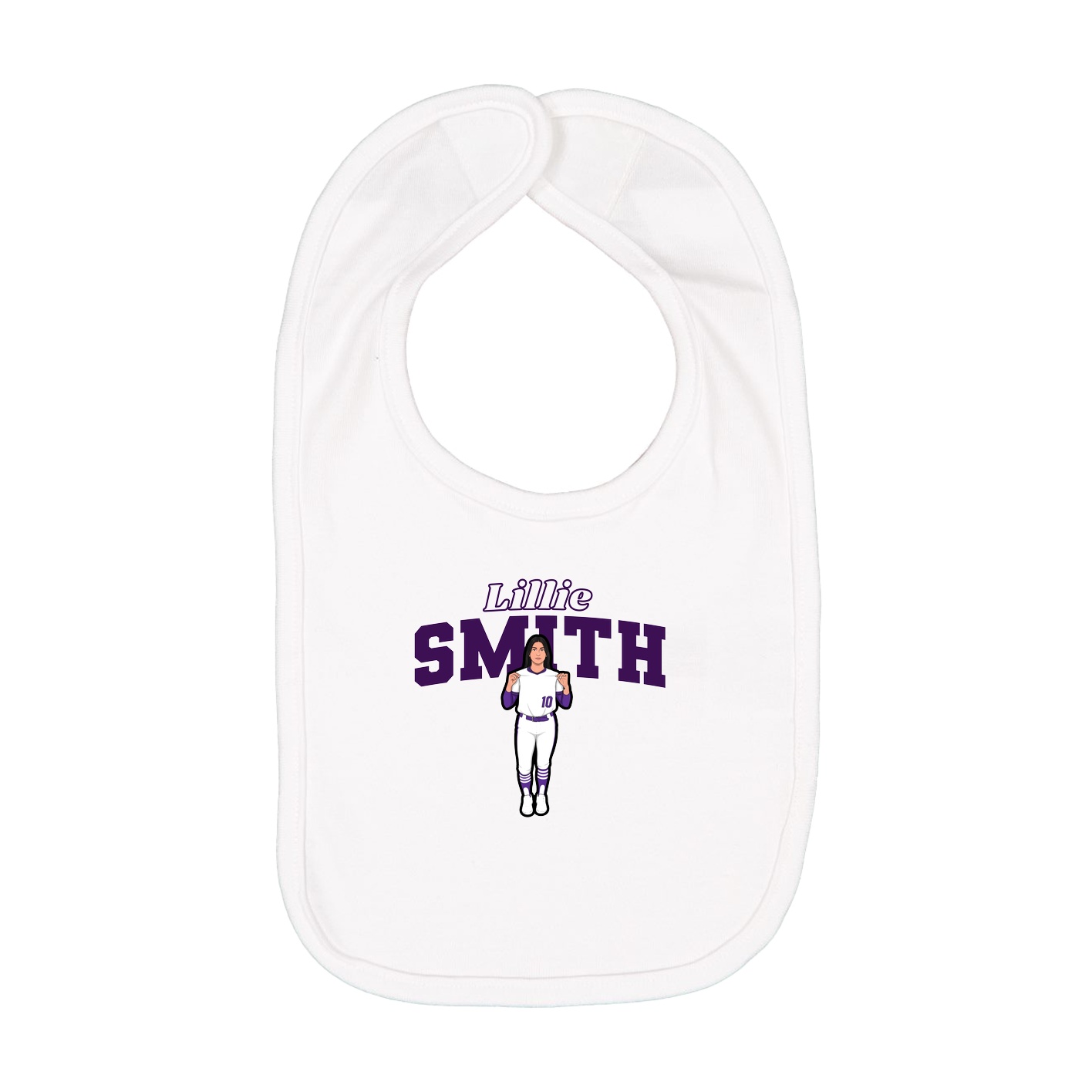 Infant Bib — Name Arch in White