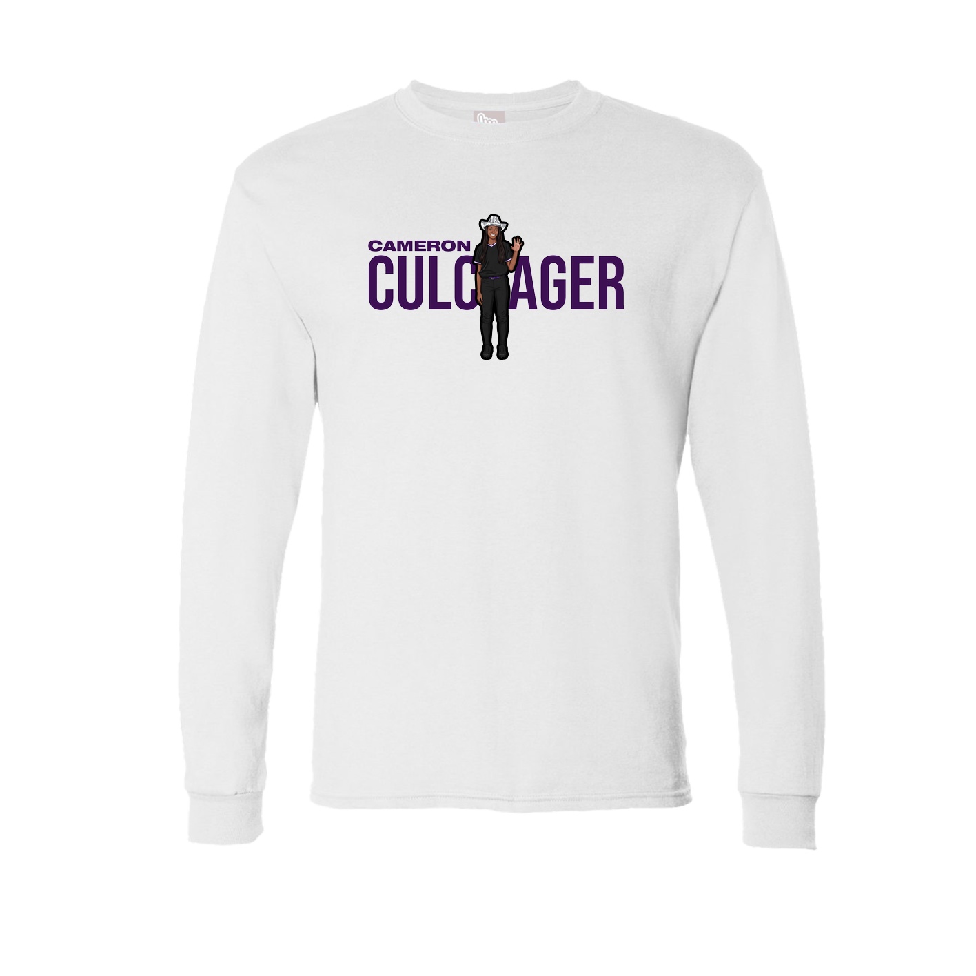 Long Sleeve Tee — Player Name in White